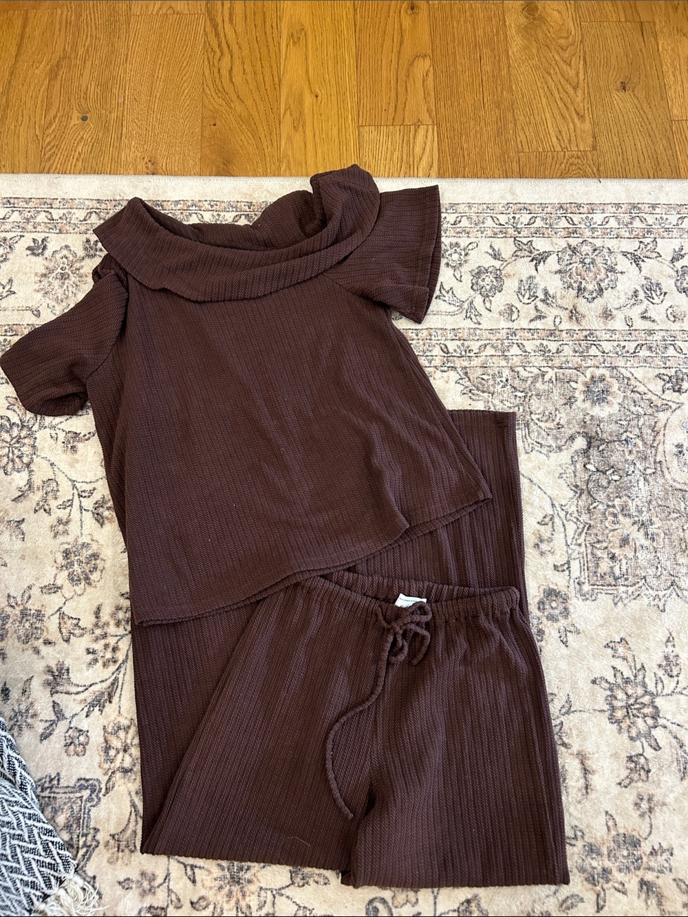 Sabo Skirt Chocolate Brown Ribbed Lounge Set